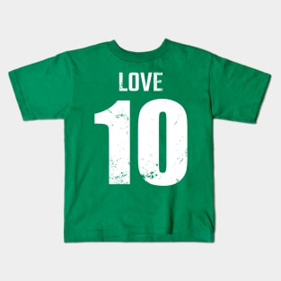 Jordan Alexander Love Distressed Black and White Jersey Number 10 American Football Quarterback QB Kids T-Shirt